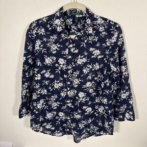Lauren Ralph Lauren Floral  Voile Cotton Med Blue F2